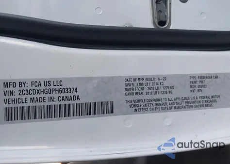 2023 Dodge Charger Gt from USA, damaged, VIN 2C3CDXHG0PH603374